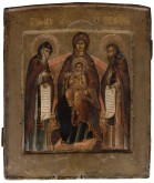 Богоматерь на престоле, с предстоящими святыми Антонием и Феодосием Печерскими (Богоматерь Печерская)
