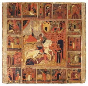 Чудо Георгия о змие, с житием в 16 клеймах