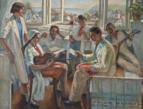 Пионеры у раненых бойцов