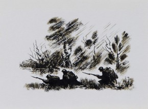 Бой на болоте. Из иллюстраций к поэме А. Твардовского "Василий Тёркин"