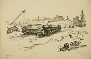 Воронеж. Район Сельскохозяйственного института (СХИ). Немецкий танк на окраине