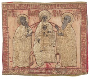 Пелена «Богоматерь Печерская, с Антонием и Феодосием Печерскими»