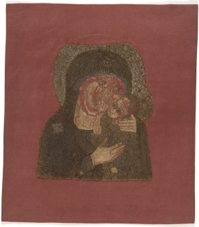 Шитая икона «Богоматерь взыграние Младенца»