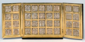 Складень триптих с 36 образками в деревянной оправе