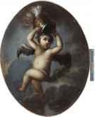 Плафон овальный «Амур, несущий шлем, украшенный перьями»