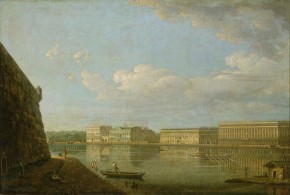 Вид Дворцовой набережной от Петропавловской крепости