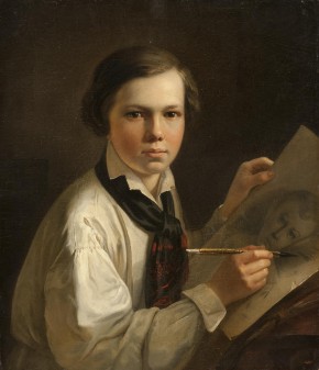 Портрет сына (?) художника за мольбертом