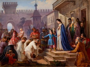 Царица Наталья Кирилловна с царевичем Петром на красном крыльце