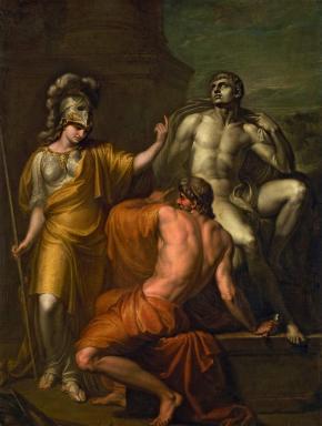 Прометей делает скульптуру по приказанию Минервы