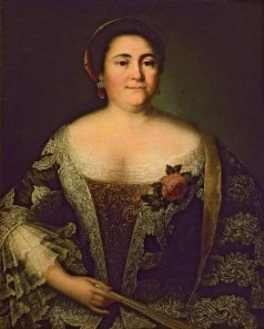 Портрет неизвестной в черном шитом серебром платье