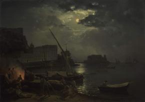 Неаполь в лунную ночь. Виа Партенопе и Кастелло дель Ово