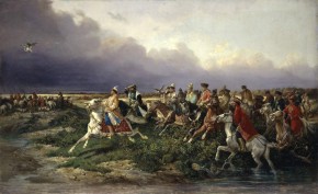 Царь Алексей Михайлович с боярами на соколиной охоте близ Москвы