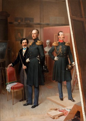 Николай I с цесаревичем Александром Николаевичем в мастерской художника в 1854 году