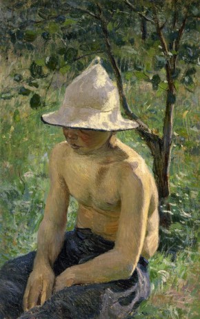 Обнаженный мальчик в саду