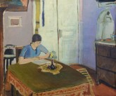 Интерьер с фигурой за столом