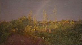 Сельский пейзаж с радугой