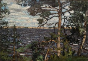 Озеро и сосны