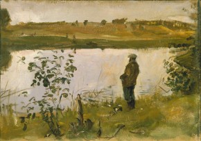 Художник К. А. Коровин на берегу реки