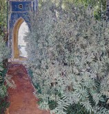 Вид в парке. Пейзаж с голубым павильоном