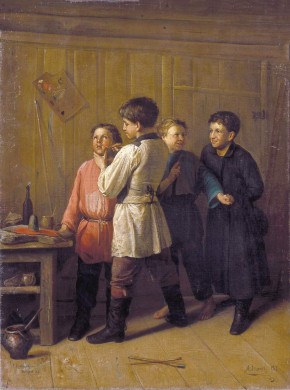 Мальчики в малярной мастерской