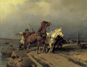 Бечевая тяга на реке Ижоре