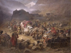 Оставление горцами аула при приближении русских войск