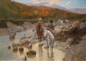 Казаки у горной реки