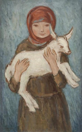 Девочка с козленком. (Юная колхозница.)