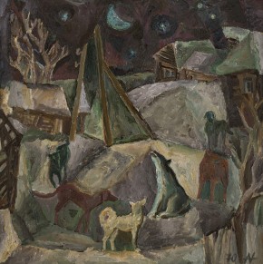 Зимняя ночь. Собаки