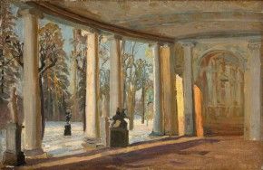 Зимний вид из галереи Гонзаго в Павловске