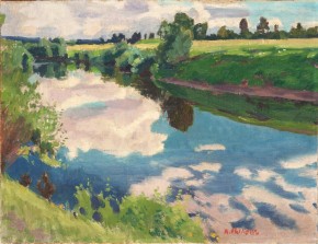 Река Пчевка. Отражение облаков в реке