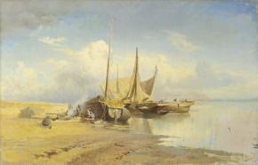 Вид на Волге. Барки