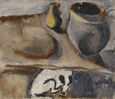 Горшки и белая собака