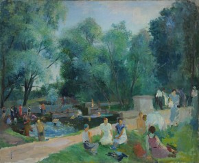 Отдыхающие у водопада. Гатчинский парк