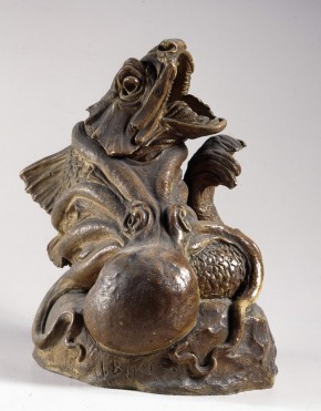 Каракатица-осьминог с рыбой