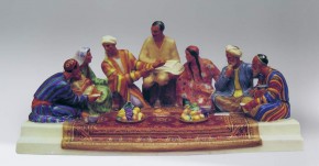 Чернильница от письменного прибора: "Обсуждение Сталинской конституции в колхозе Узбекистана"